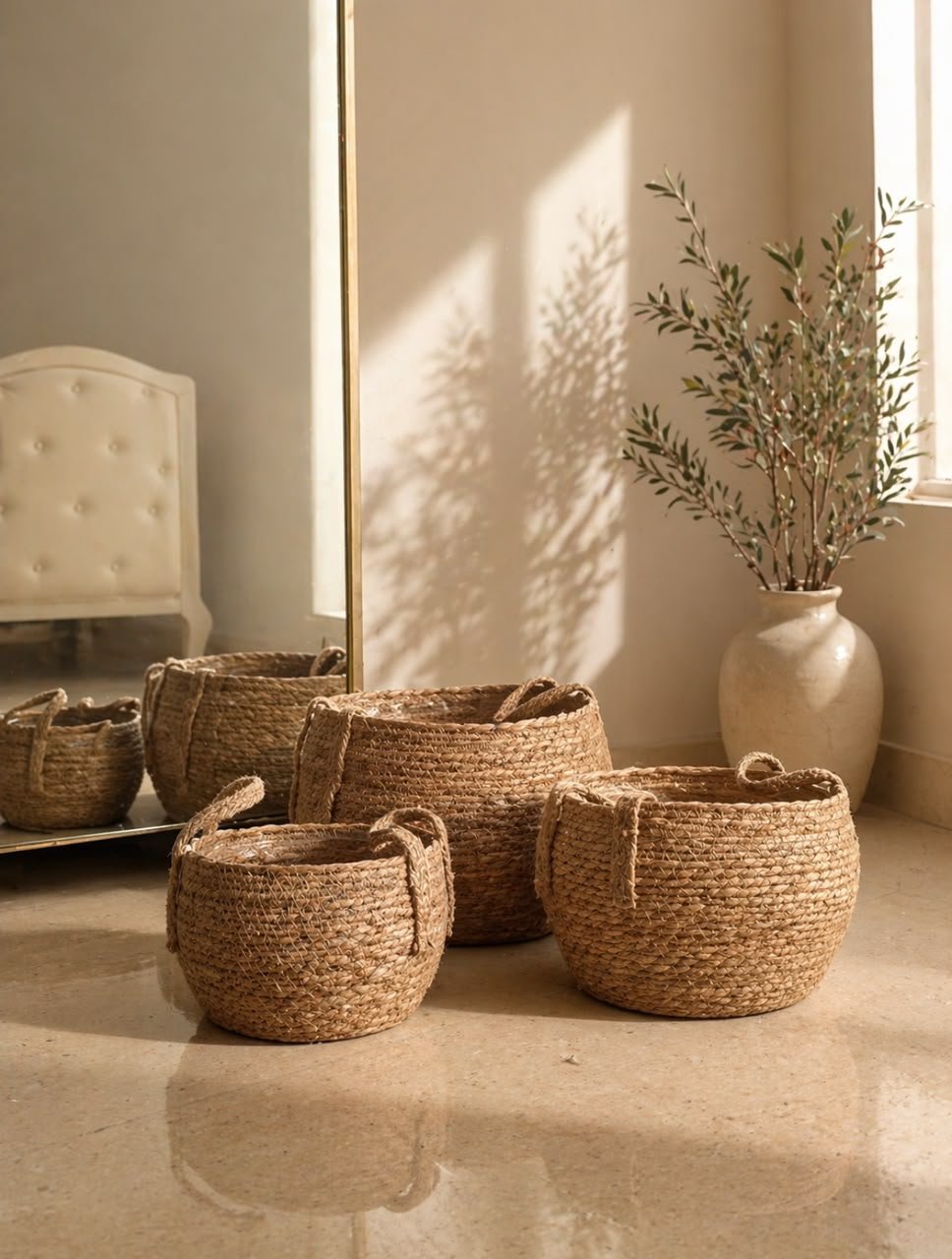 Large plant shaped woven basket