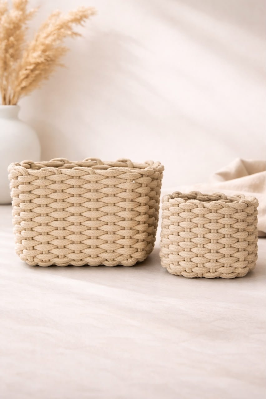 Cosmetic Storage Basket Light Beige